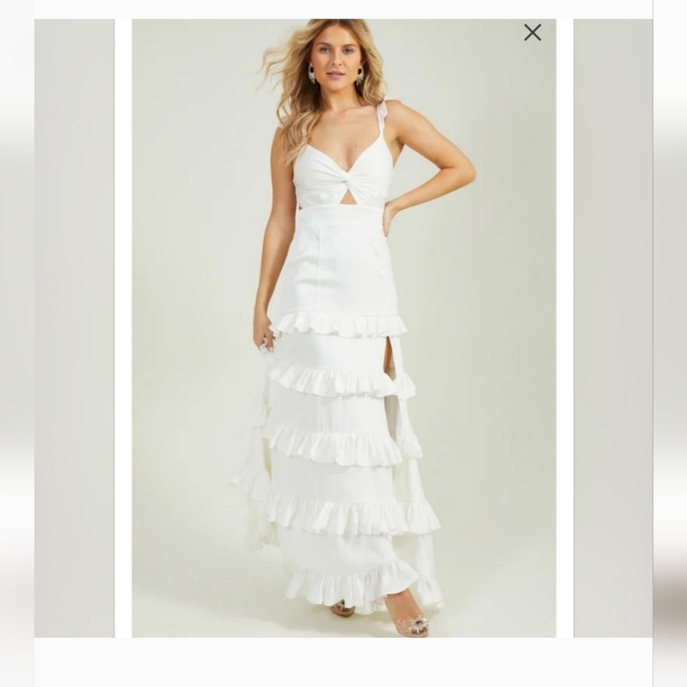 Altar'd State White Ruffle Maxi Dress